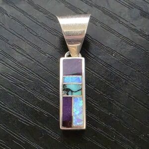 Sterling Silver Purple & Blue Inlay Pendant